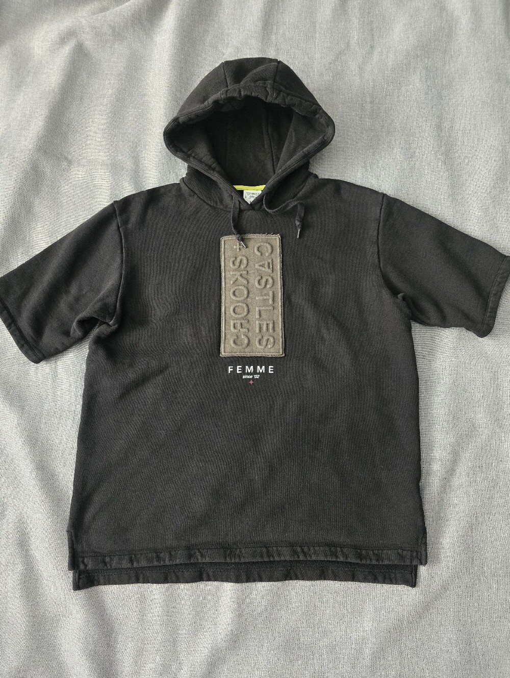 Crooks & Castles Black Short-Sleeve Hoodie with Raised Patch